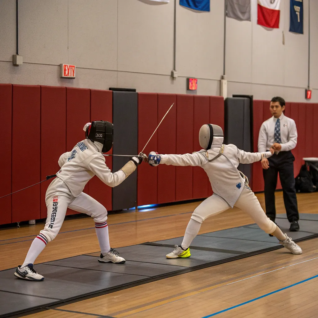 Fencing lesson in action